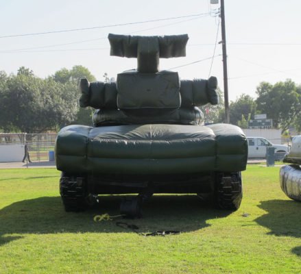 2K22 Tunguska Tank green inflatable decoy target from the back.