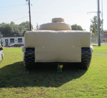 BMP-2 Tank beige inflatable decoy target from the back.