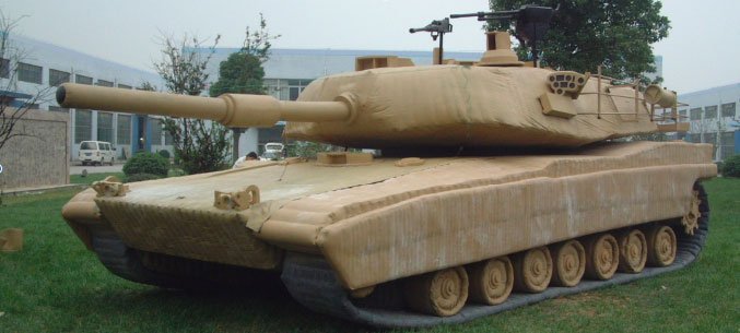 M1 Abrams Tank beige inflatable decoy target.