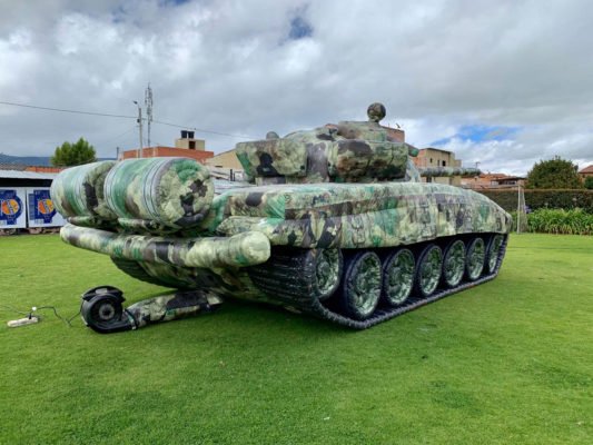 T-72 Tank camo inflatable decoy target from the back.