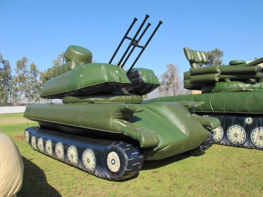 ZSU-23-4 Shilka green inflatable decoy target.